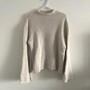 Cream turtle neck bell sleeve sweater